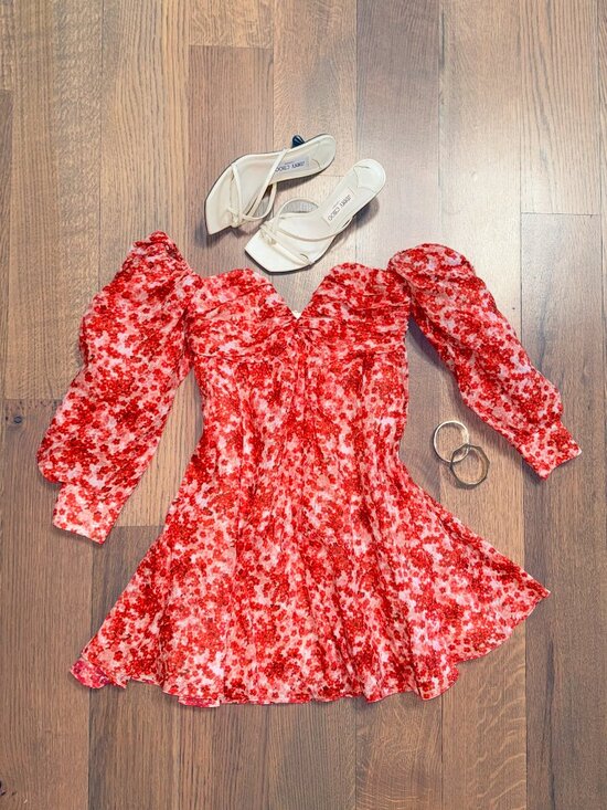 Bardot Dresses & Skirts - Bardot Lani Mini Off-Shoulder Floral Mini Dress Pink Red White Print Never Worn